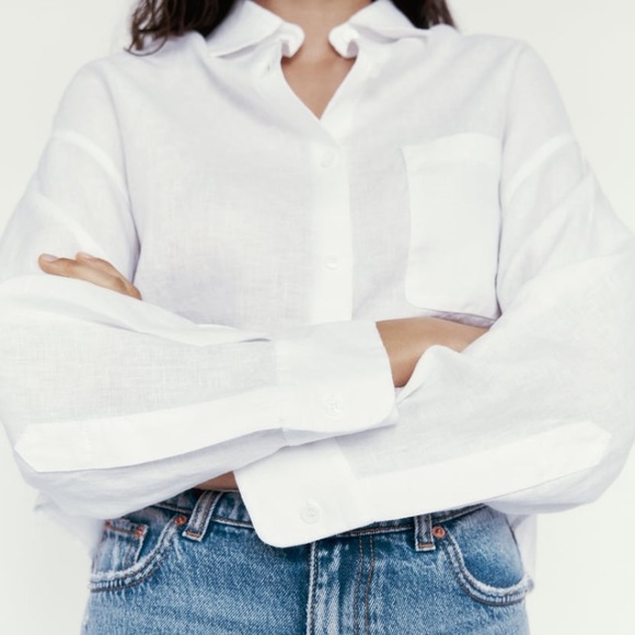 Zara Tops Zara Linen Shirt With Pocket Poshmark